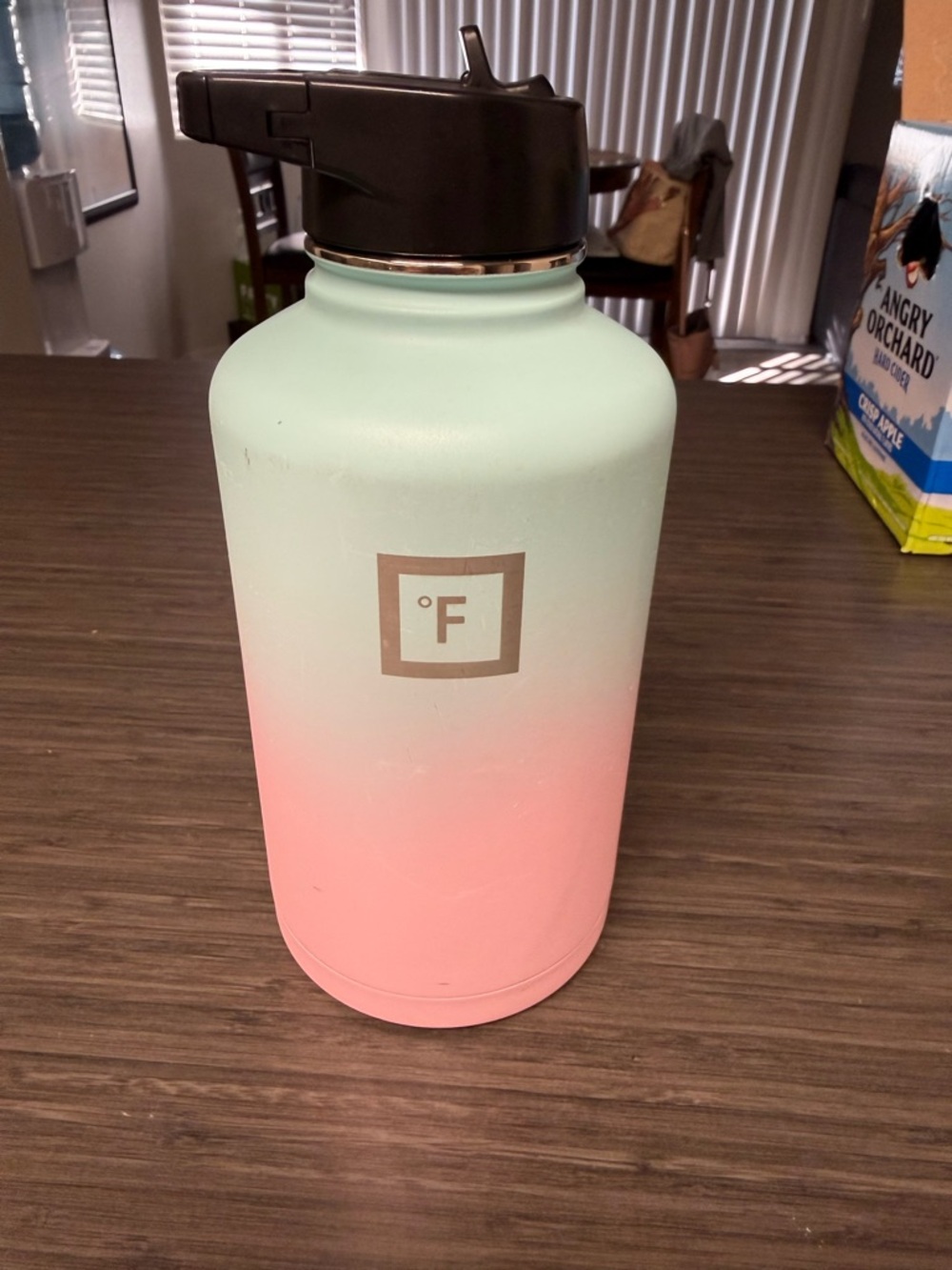 IRONFLASK 64oz Ombre Mint to Pink Stainless Water Bottle with flip straw lid